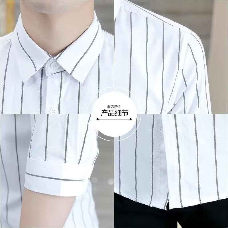 Áo polo Tay Ngắn Họa Tiết Sọc Thời Trang Phong Cách Hàn Quốc Cho Nam