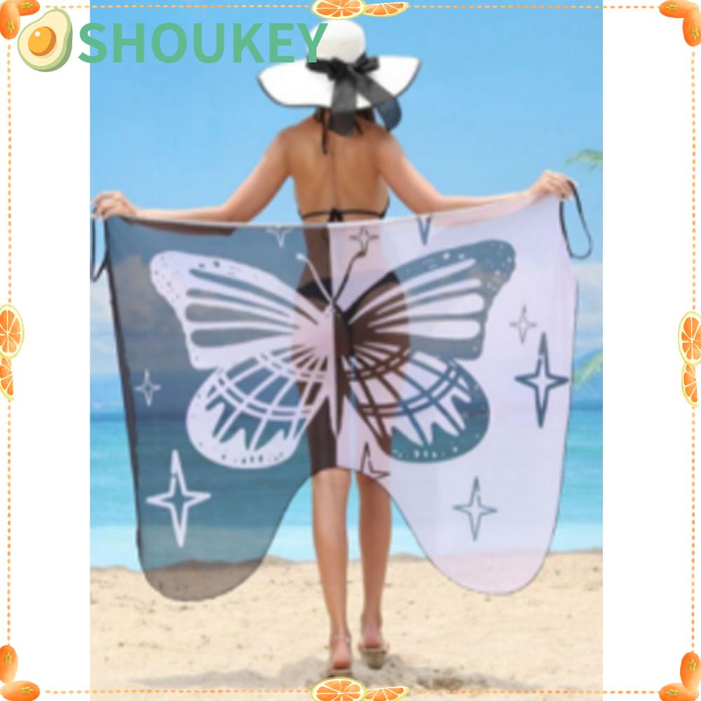 SHOUKEY Bộ Đồ Bơi Họa Tiết Bướm Dáng Rộng Nhanh Khô Thời Trang Mùa Hè Quyến Rũ Cho Nữ