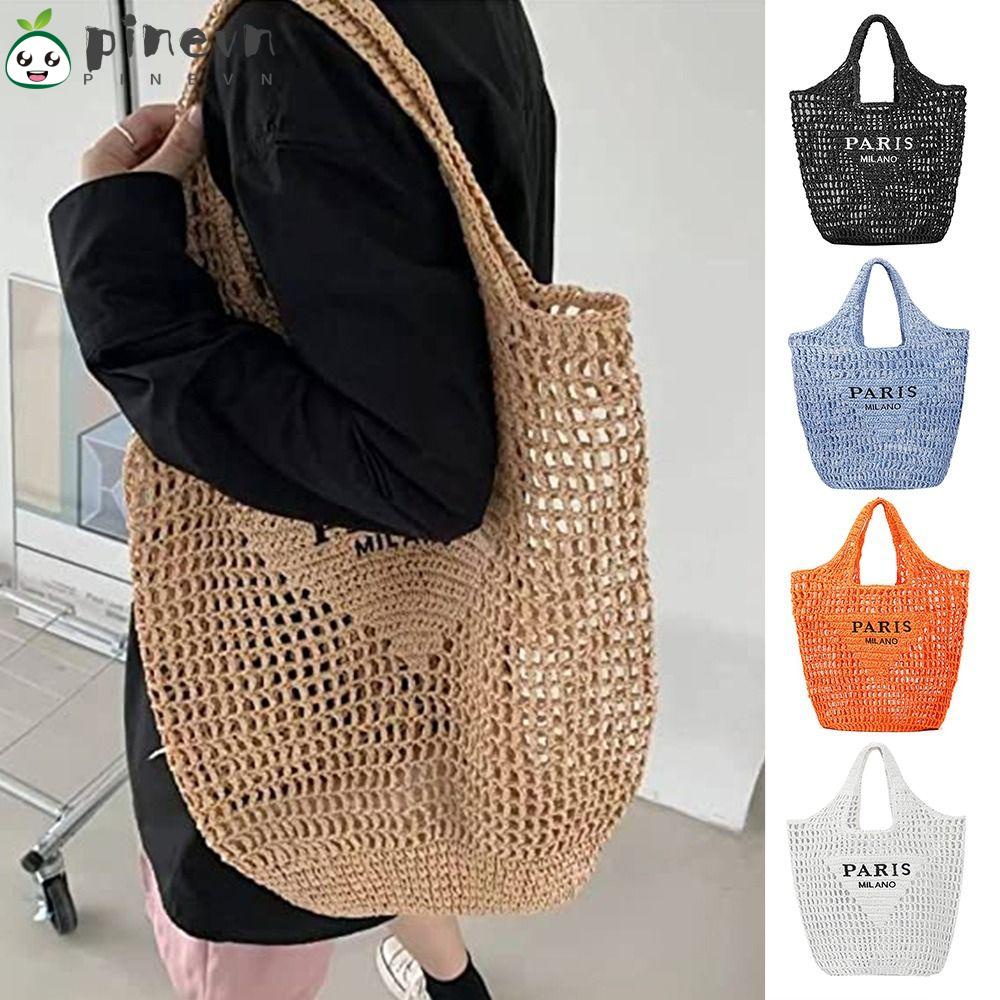 PINEVN Túi Xách Đan Rơm Thời Trang Mùa Hè Cho Nữ