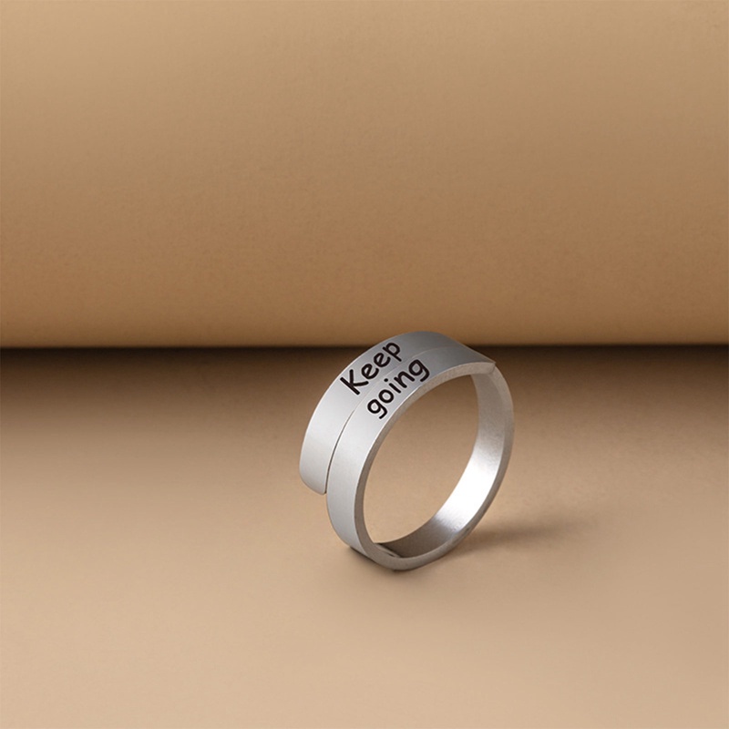 Ygt Nhẫn Thép Không Gỉ Màu Bạc Khắc Chữ Tiếng Anh Giữ Điều Chỉnh Được Thời Trang Thích Hợp Làm Quà Tặng Tiệc