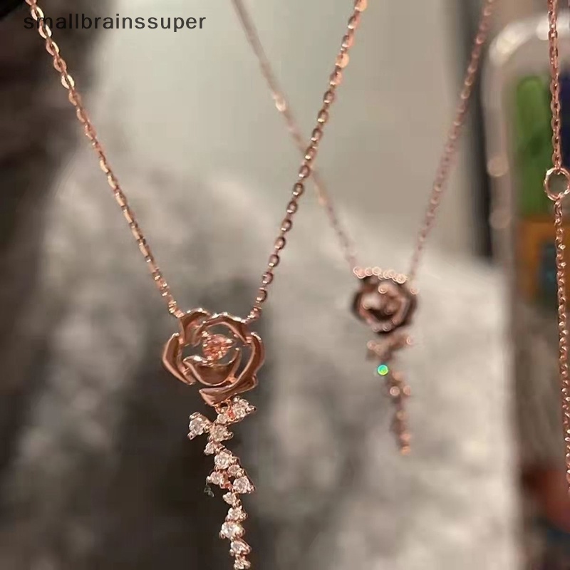 Vòng cổ Mặt Hình Hoa Hồng Đính Đá Pha Lê Lãng Mạn Thời Trang Cho Nữ SBS