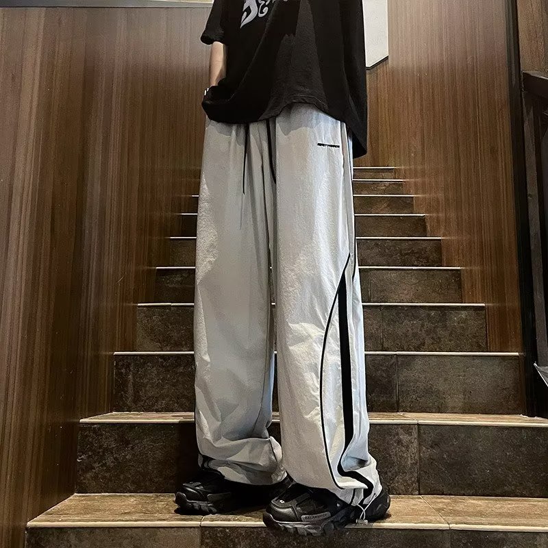 Quần Dài Dáng Suông Rộng Vải Mỏng Nhanh Khô Phong Cách Đường Phố Mỹ Thời Trang Mùa Hè Cho Nam