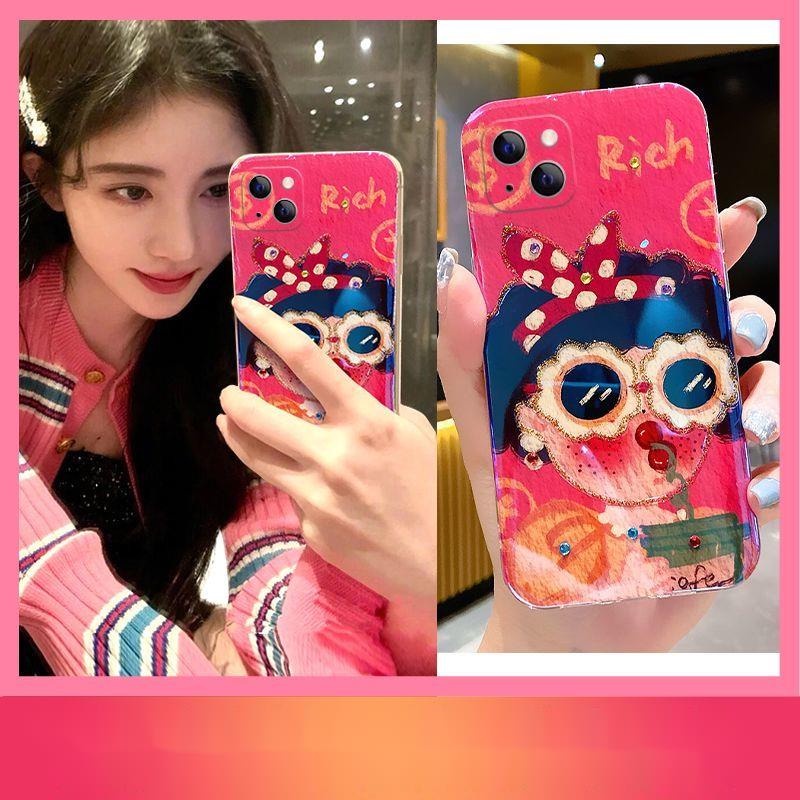 Ốp Điện Thoại Họa Tiết Cô Gái Giàu Kim Cương Cho IPhone 12 13 14 11 Pro Max X Xs Max Xr Ttrfg