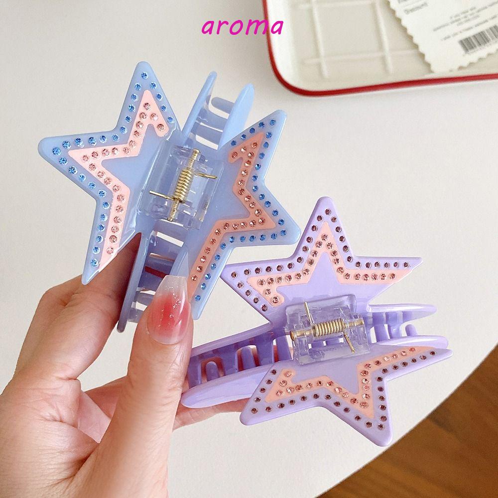 AROMA Kẹp Tóc Đuôi Ngựa Hình Ngôi Sao Acetate Phong Cách Hàn Quốc Ngọt Ngào Y2k Cho Nữ