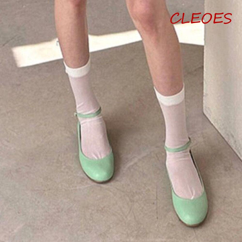 CLEOES Vớ Ống Trung Thoáng Khí Thoải Mái Đính Nơ Phong Cách Lolita Nhật Bản