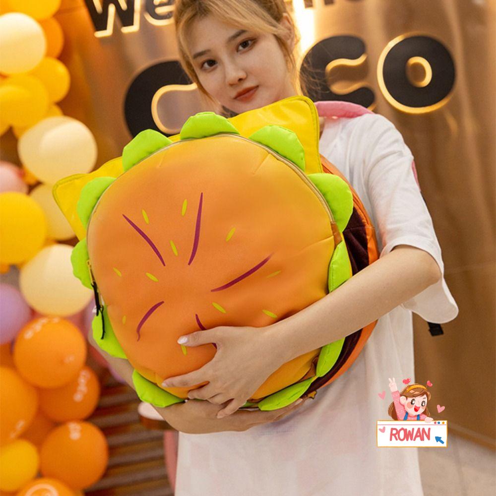 ROWANS Túi Xách Da Pu Cỡ Lớn Hình Hamburger Đáng Yêu Cho Nữ