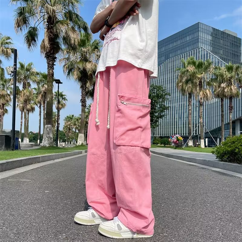 Quần Dài Ống Rộng Màu Sắc Thời Trang Đường Phố Mỹ Cá Tính Cho Nam