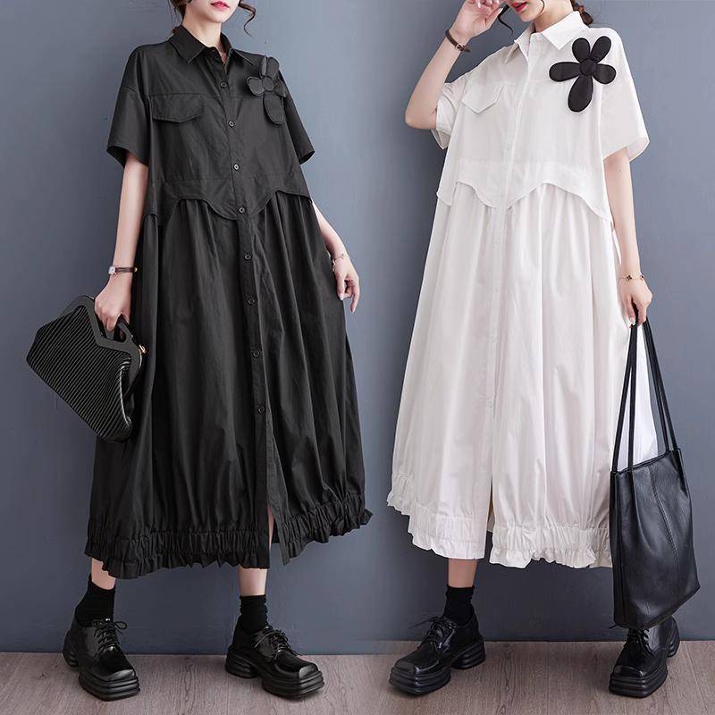 Đầm Dài Dáng Rộng Thoải Mái Thời Trang Mùa Hè Phong Cách Retro Cho Nữ Có Size Lớn 40KG-9