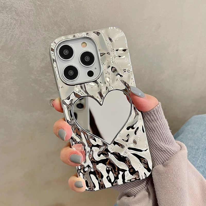 Ốp Điện Thoại Silicon Tráng Gương Hình Trái Tim Lấp Lánh Cho iPhone 11 12 13 14 Pro Max