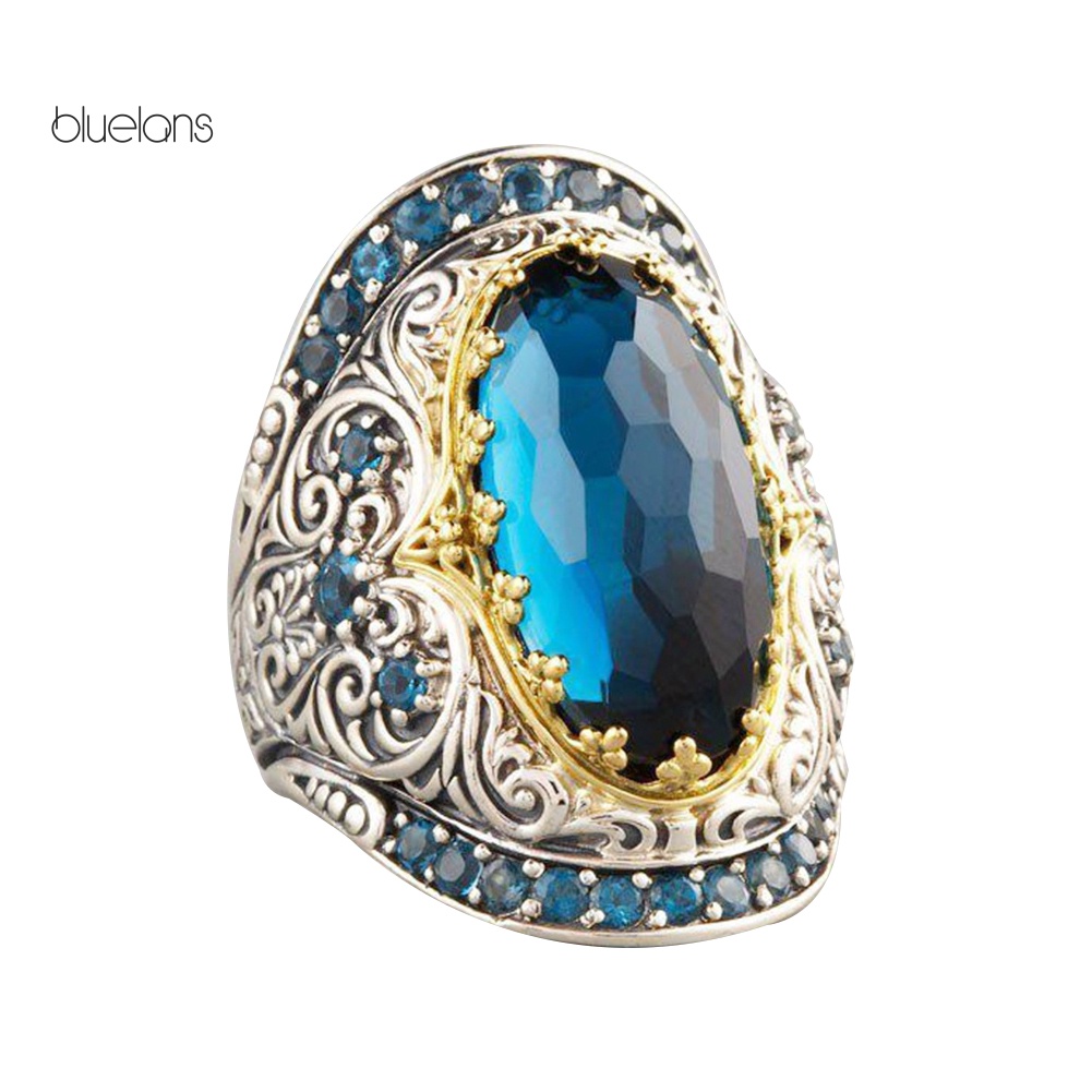 Nhẫn Đính Đá Zircon Hình Oval Phong Cách Cổ Điển Sang Trọng Cho Nam Và Nữ