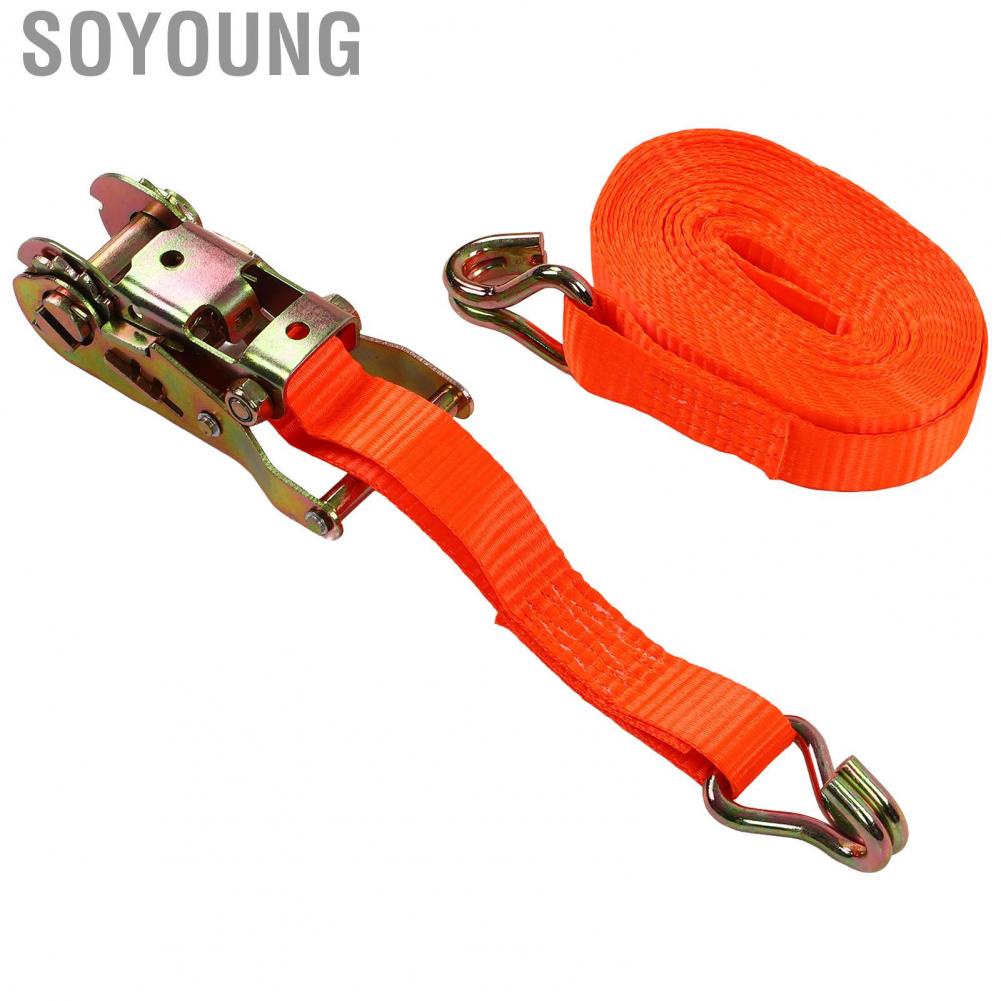 Soyoung Lashing Strap Ratchet Tie Down UV Proof Tear Resistant for Truck Trailer