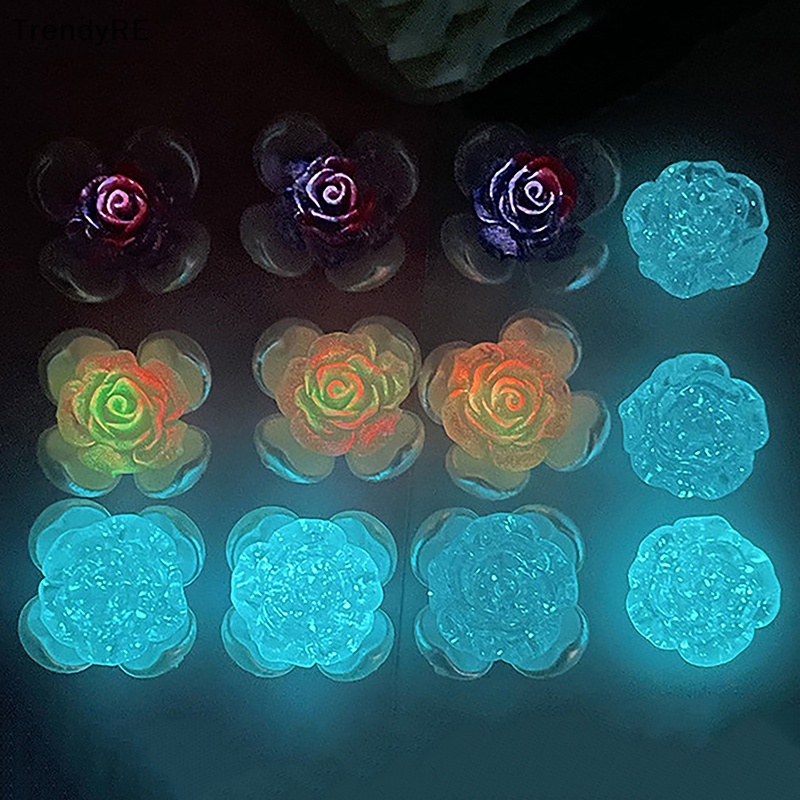 Set 10 Bông Tai Hoa Hồng 3D Dạ Quang Tự Làm Trang Sức / Điện Thoại
