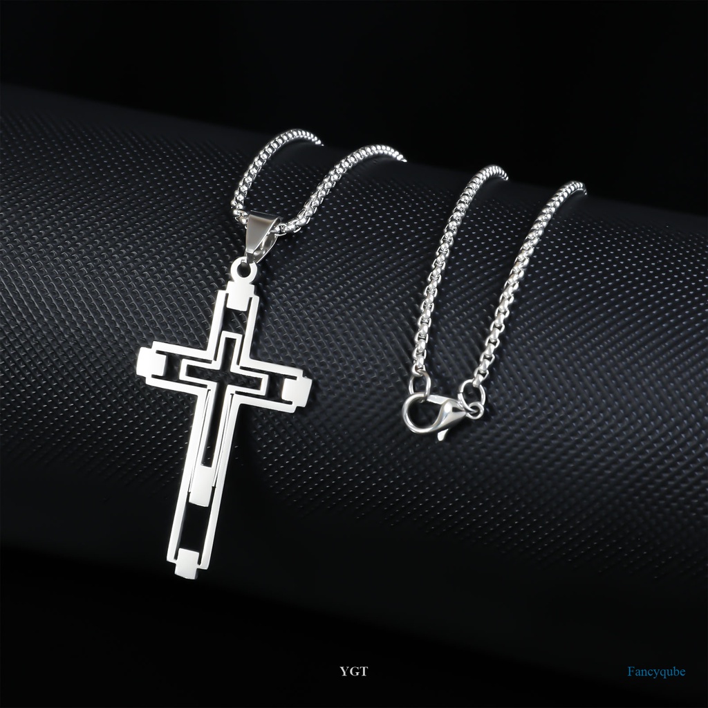 Ygt Vòng Cổ Choker Bằng Thép Không Gỉ Hình Thánh Giá Màu Vàng / Bạc Thời Trang Cho Nam Và Nữ
