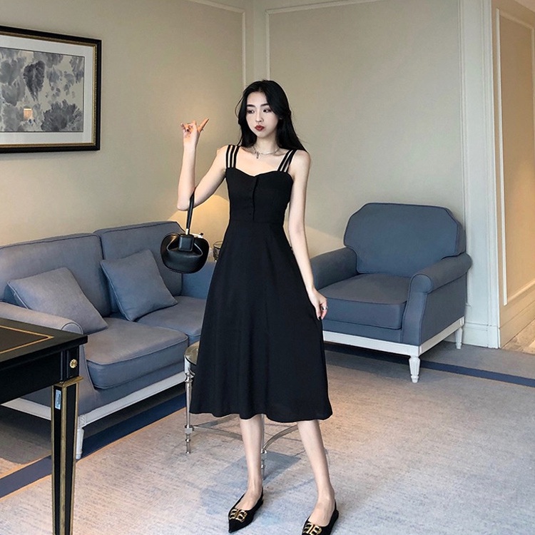 Đầm Hai Dây Mùa Hè 2023 Dáng Ôm Hở Vai Eo Thon Thời Trang Mới Ngọt Ngào Hep