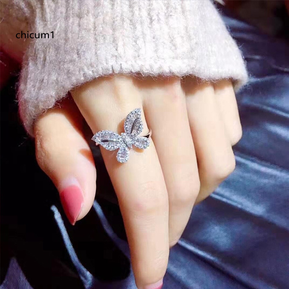 Nhẫn Hợp Kim Hình Bướm Đính Đá Zircon Phong Cách Vintage Cho Nữ