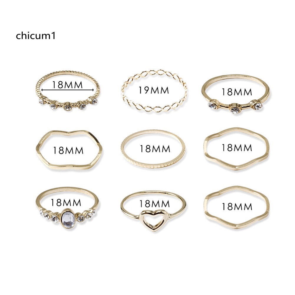 Set 9 Chiếc Nhẫn Thời Trang Cho Nữ