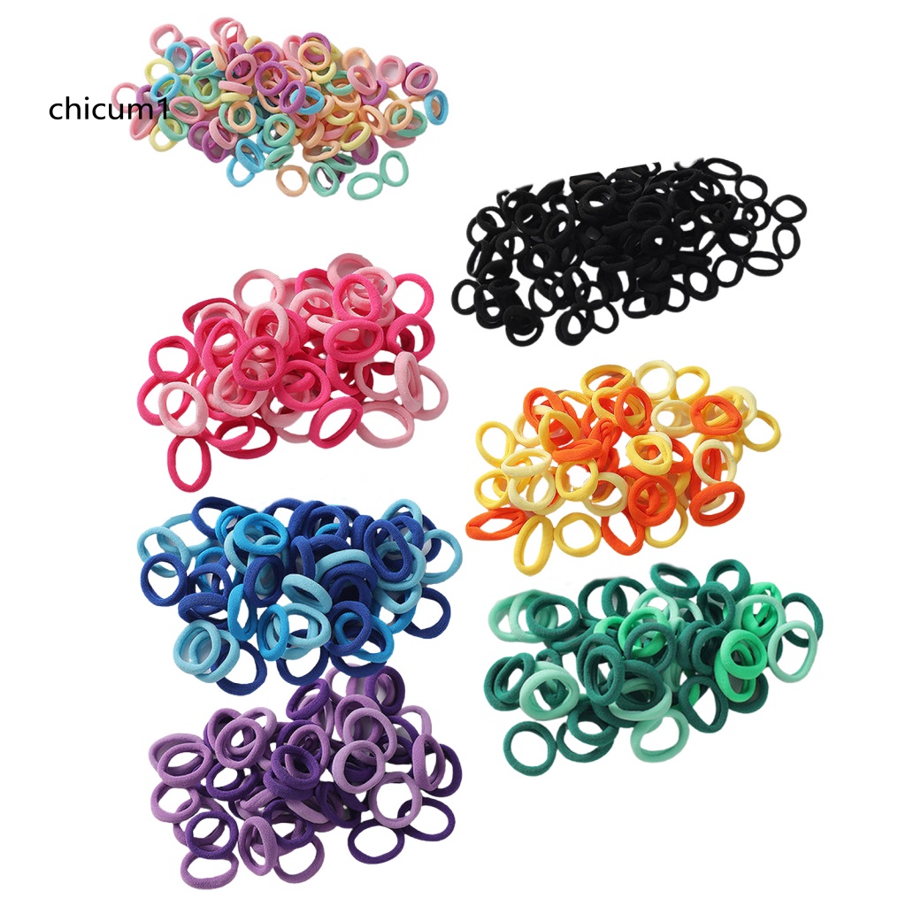 Set 100 Dây Cột Tóc Co Giãn Chống Rơi Màu Sắc Ngọt Ngào Cho Bé Gái