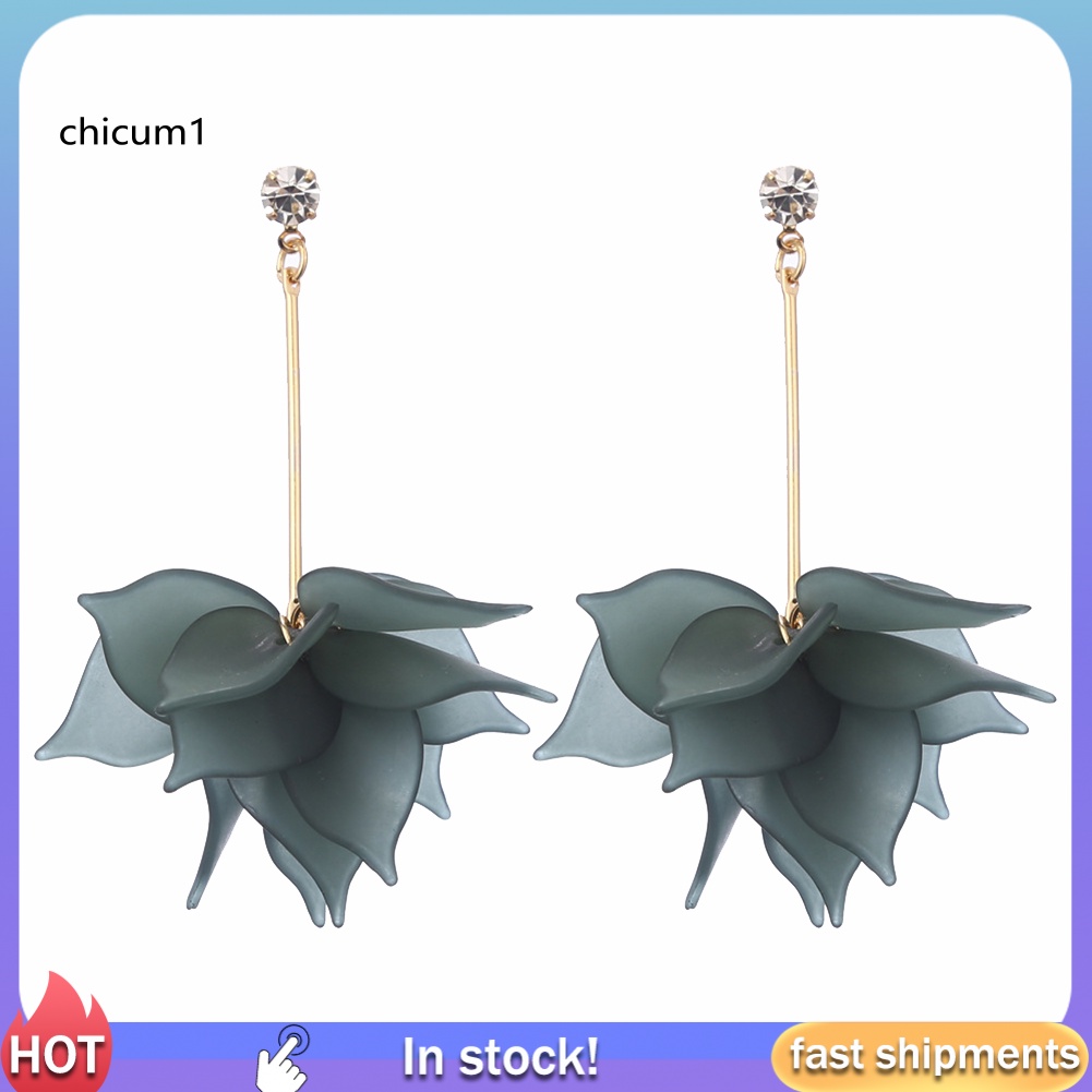 Khuyên Tai Dáng Dài Hình Cánh Hoa Bằng Nhựa Resin Ngọt Ngào Cho Nữ