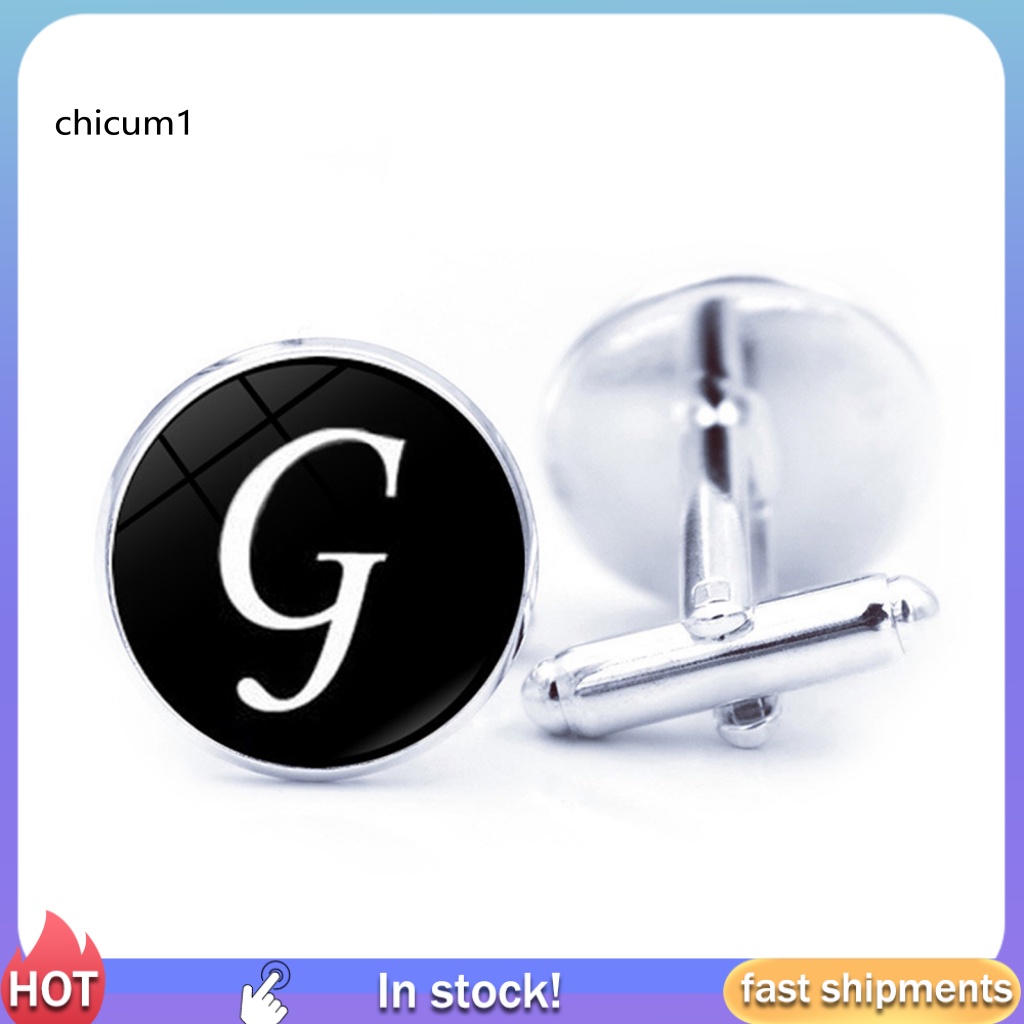1 Cặp Khuy Măng Sét Mạ Điện Họa Tiết Chữ Cái Thời Trang Dành Cho Nam