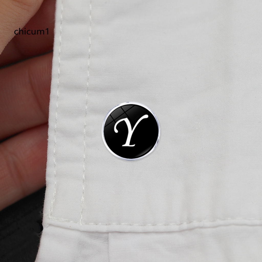 1 Cặp Khuy Măng Sét Mạ Điện Họa Tiết Chữ Cái Thời Trang Dành Cho Nam