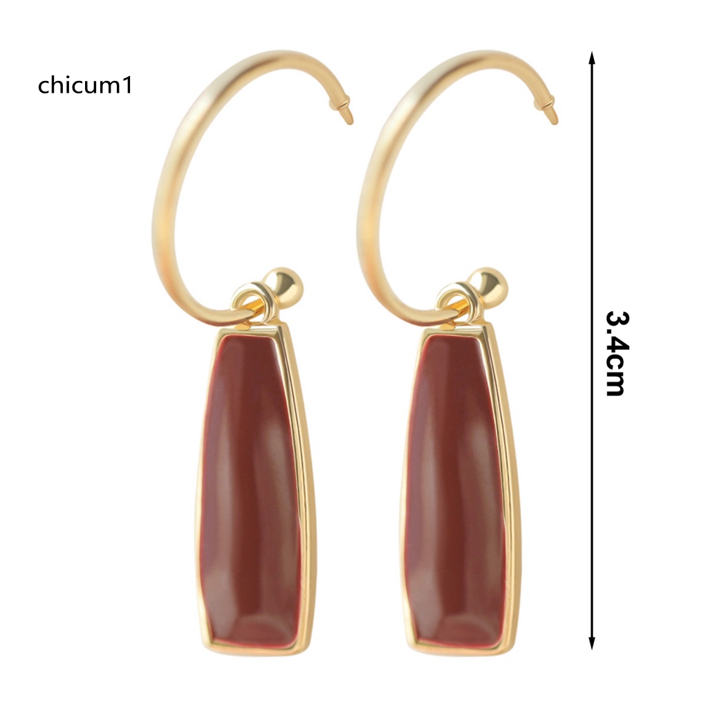 1 Đôi Bông Tai Dạng Kẹp Mạ Bóng Cao Hình Học Quyến Rũ Cho Nữ