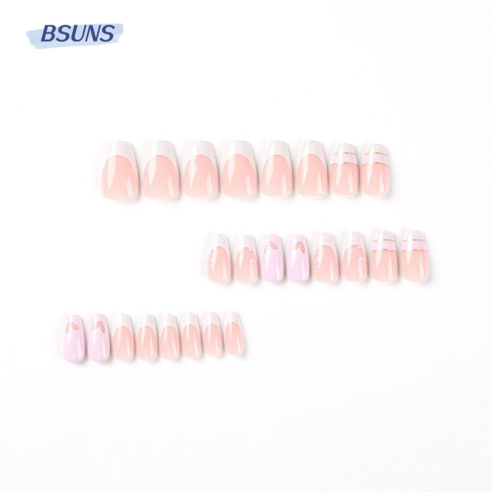 BSUNS Bộ Móng Tay Giả Che Phủ Toàn Diện Họa Tiết Trái Tim Rỗng Có Thể Tháo Rời