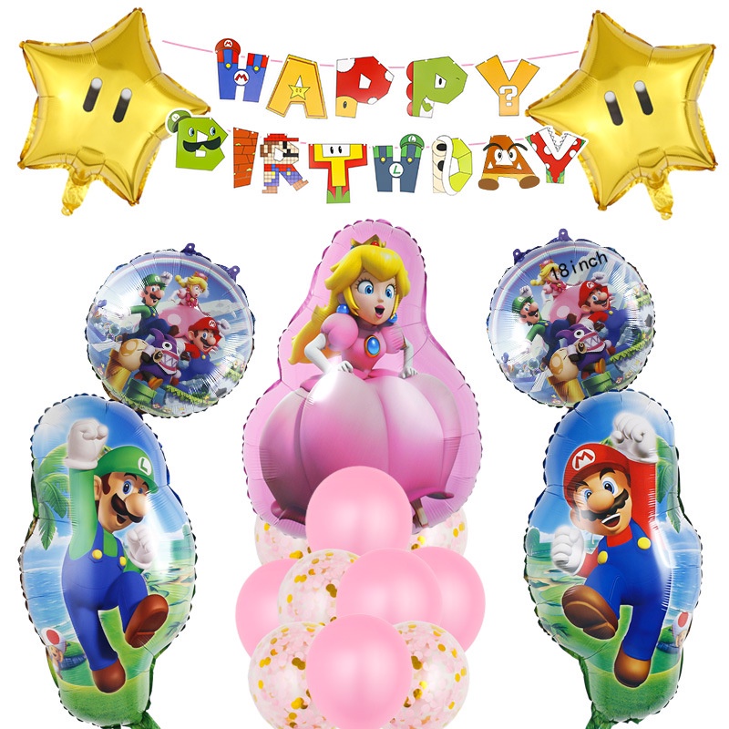 Bong Bóng Lá Nhôm Hình Hoạt Hình Mario Trang Trí Tiệc Sinh Nhật