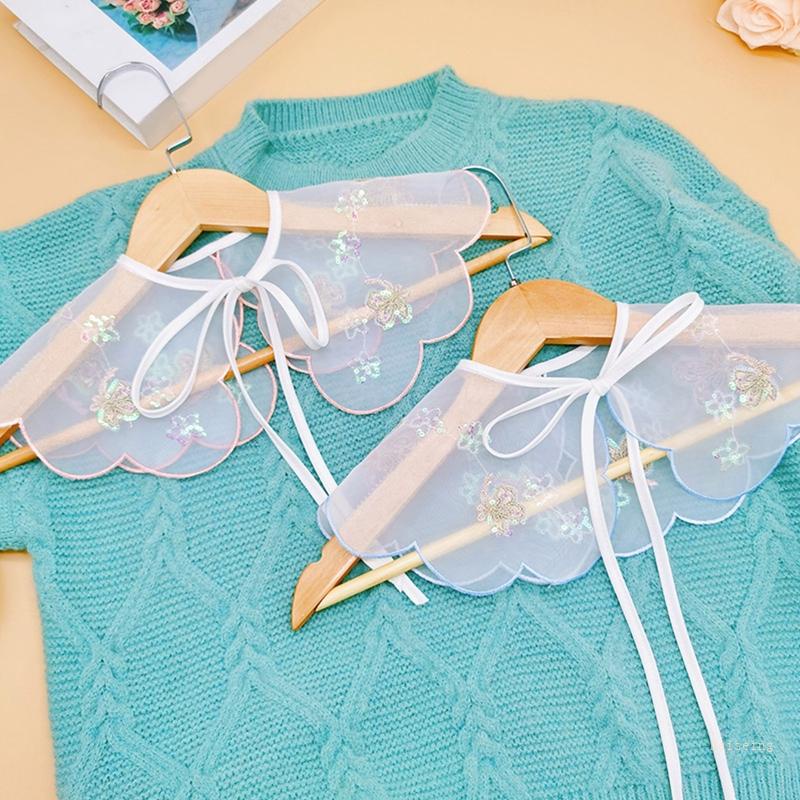 Khăn Choàng Cổ Mỏng Nhẹ Đính Hạt Có Thể Tháo Rời Phối Dây Cột Nơ Xinh Xắn Cho Bé Gái