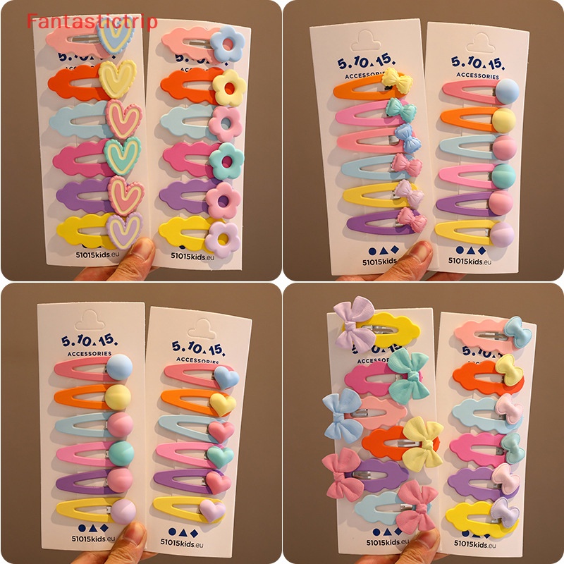 1 Bộ Kẹp Tóc Hình Nơ / Bông Hoa Dễ Thương Dành Cho Bé Gái