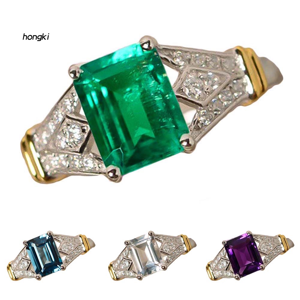 Nhẫn ĐíNh Đá Zircon HìNh Chữ NhậT ThờI Trang Cho Nữ