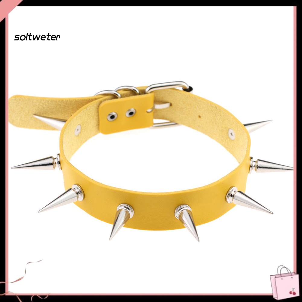 Vòng Cổ Choker Ngắn Giả Da Đính Đinh Tán Và Gai Hợp Kim Thời Trang Cho Nữ