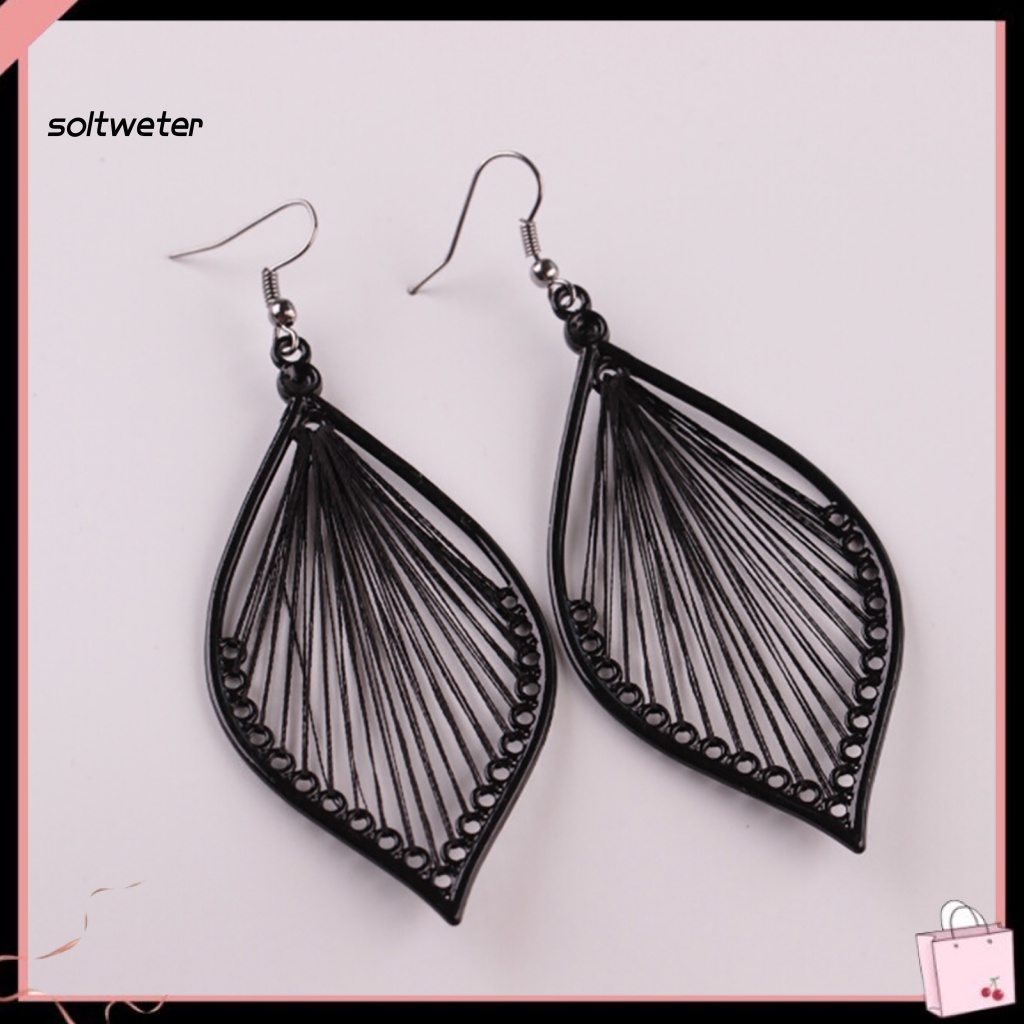 1 Đôi Bông Tai Hình Chiếc Lá Bằng Hợp Kim Thiết Kế Đục Lỗ Thời Trang Dự Tiệc