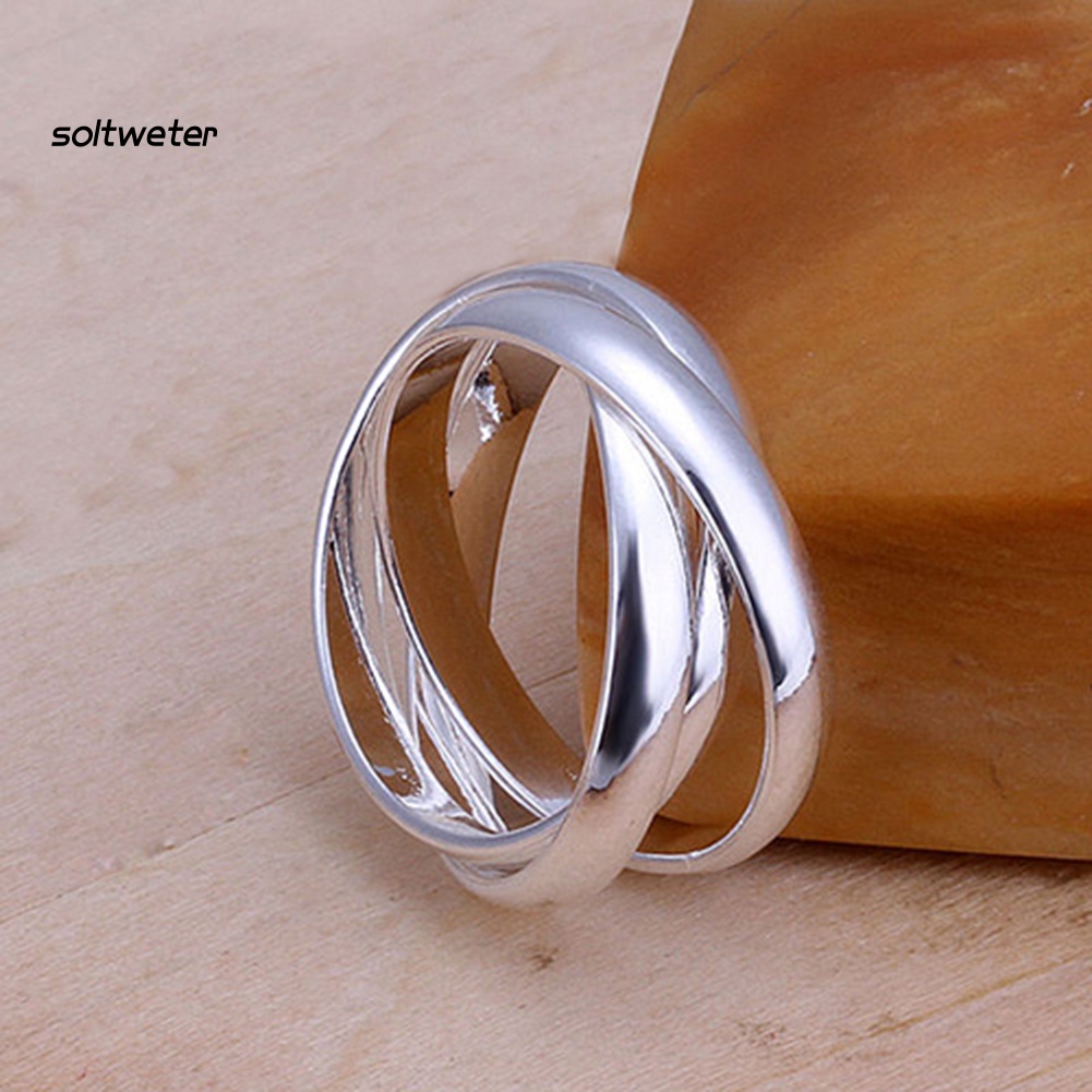 Nhẫn Ba Lớp Mạ Bạc 925 Thời Trang Kích Thước US 6 7 8 9