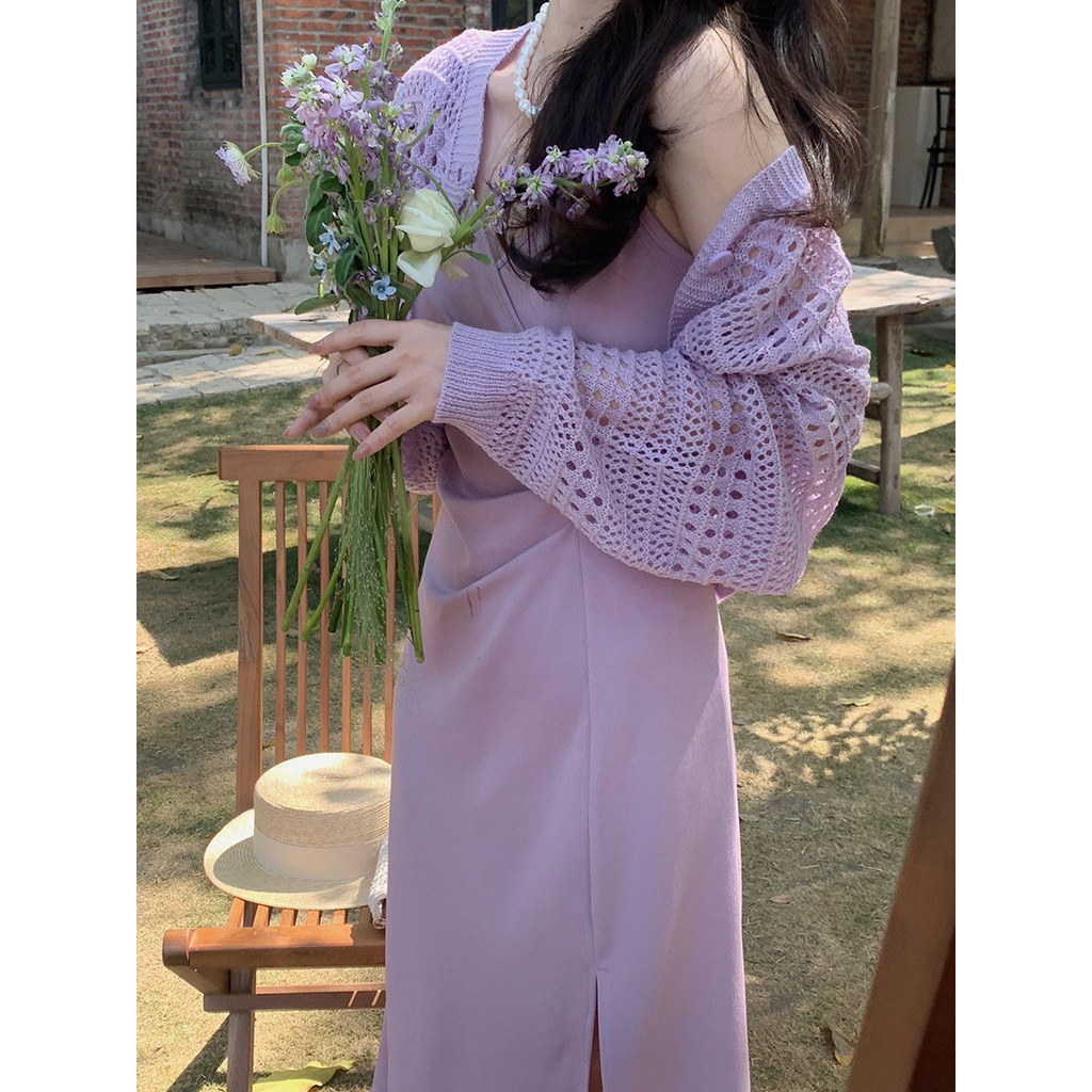 SUXI Áo Khoác Cardigan Dệt Kim Dáng Ôm Chống Nắng Kiểu Hàn Quốc Dễ Phối Đồ Cho Nữ