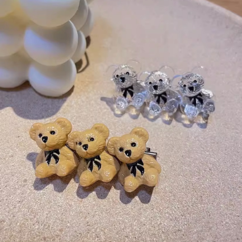 We Flower Kẹp Tóc Hình Gấu Nâu Trong Suốt Phong Cách Hàn Quốc Cho Nữ