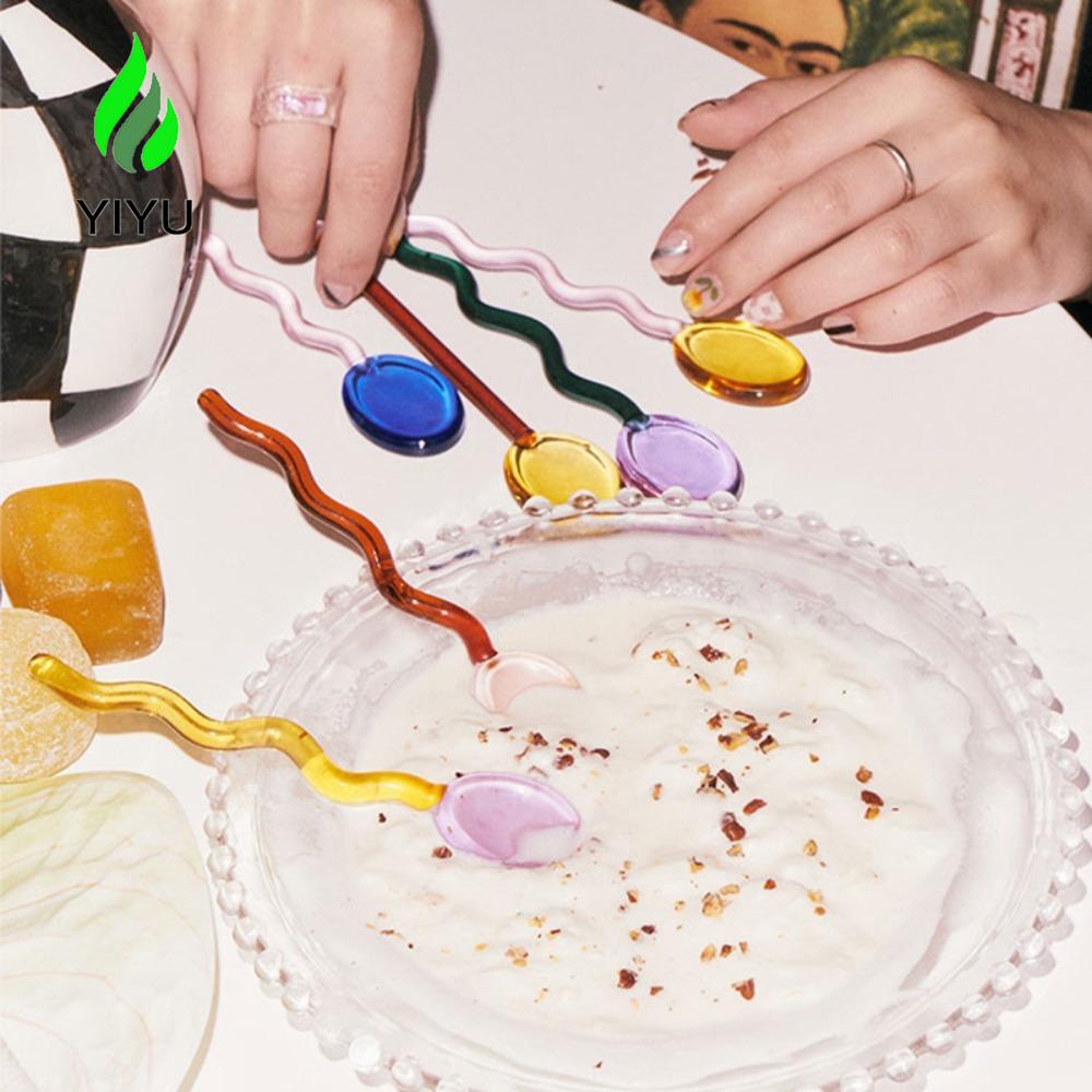 YIYU Muỗng Khuấy Đồ Tráng Miệng Hình Sóng Biển Sáng Tạo Cho Nhà Bếp