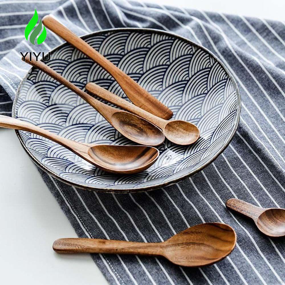 YIYU Muỗng Gỗ Tự Nhiên Dùng Ăn Súp Tiện Dụng