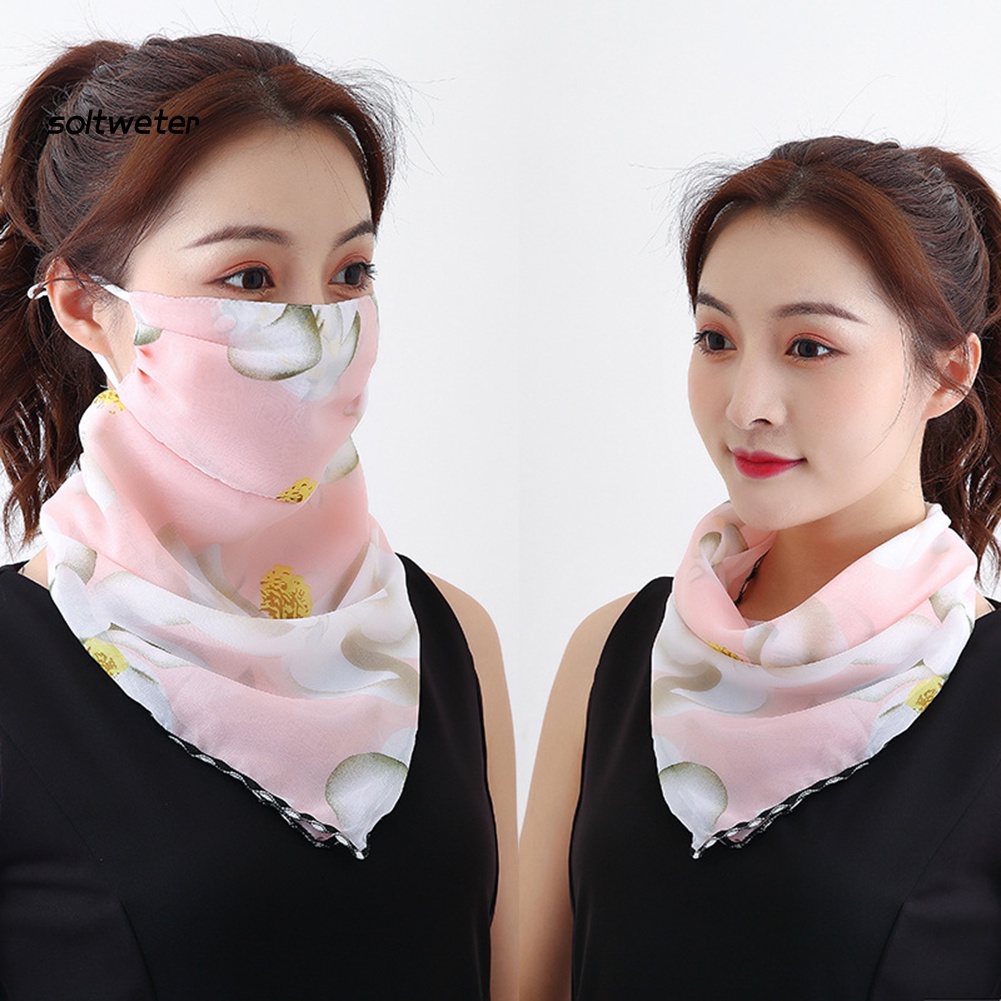 Khăn Choàng Cổ Chiffon Chống Tia UV Có Thể Điều Chỉnh In Họa Tiết Hoa Cho Nữ