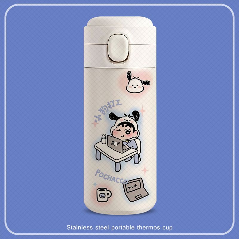 Bình Nước Giữ Nhiệt 420ML Bằng Thép Không Gỉ Họa Tiết Hoạt Hình Cậu Bé Bút Chì Shin-Chan
