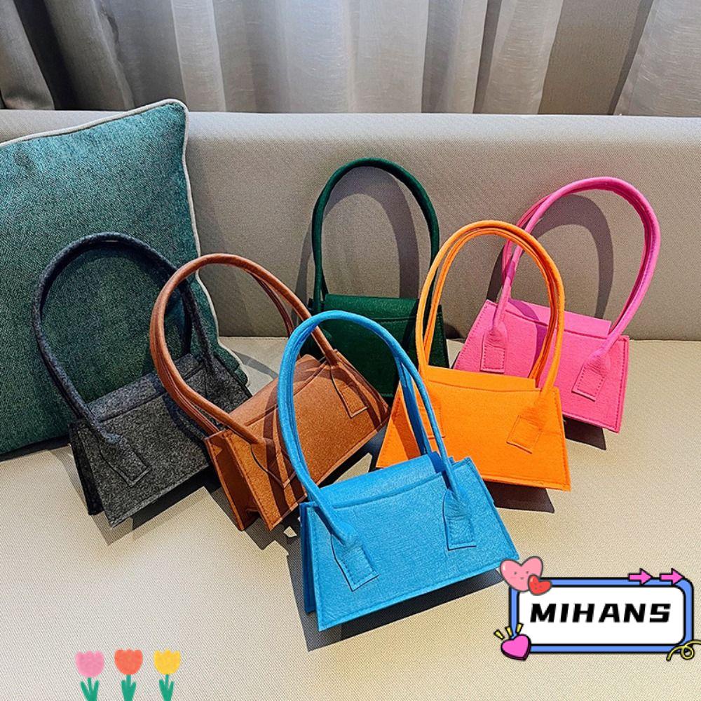 MIH Túi Đeo Vai / Kẹp Nách Hình Vuông Bằng Vải Nỉ Phong Cách Cổ Điển Thời Trang Cho Nữ