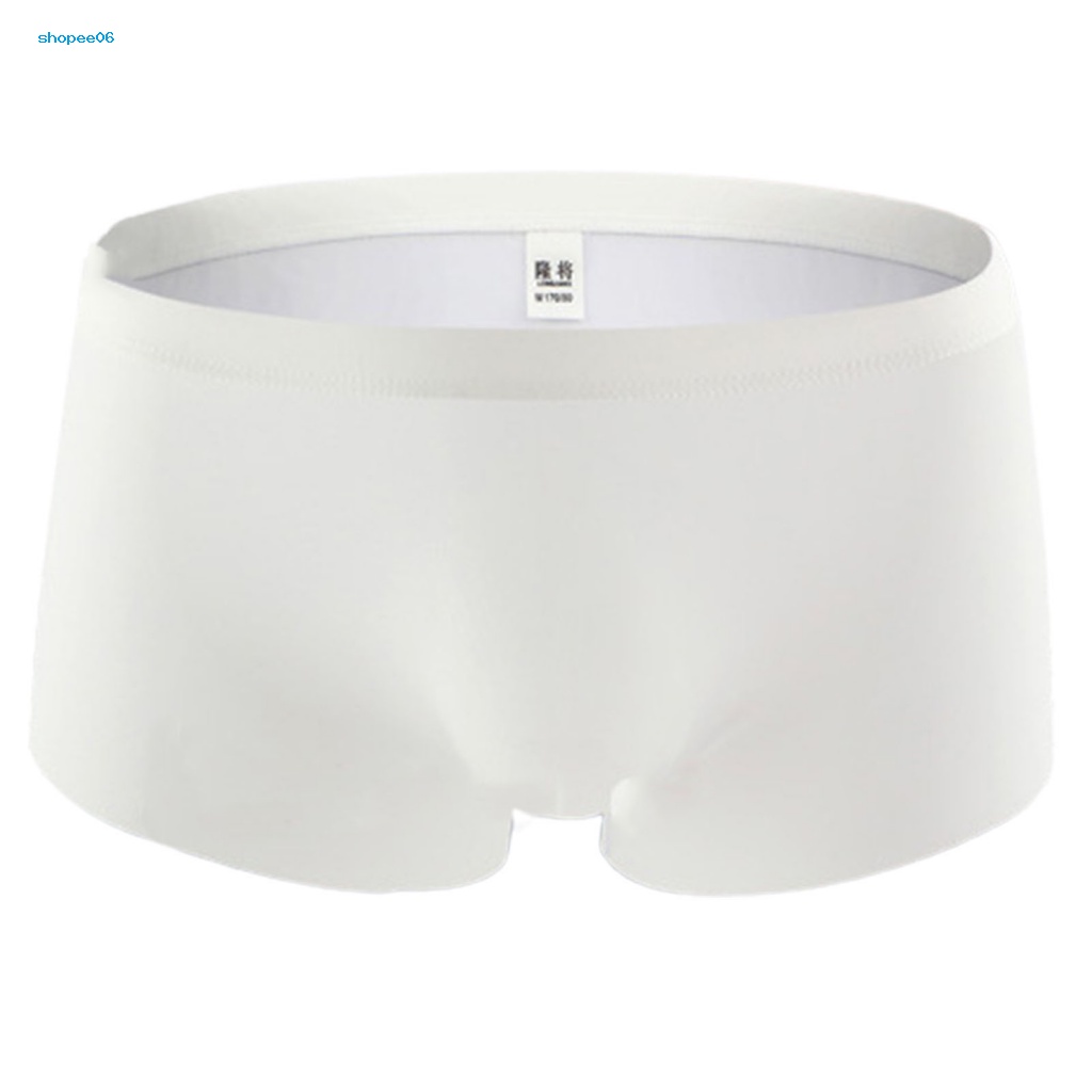 Quần Lót Boxer Lụa Lạnh Siêu Mỏng Không Đường May Chữ U Lồi Cho Nam
