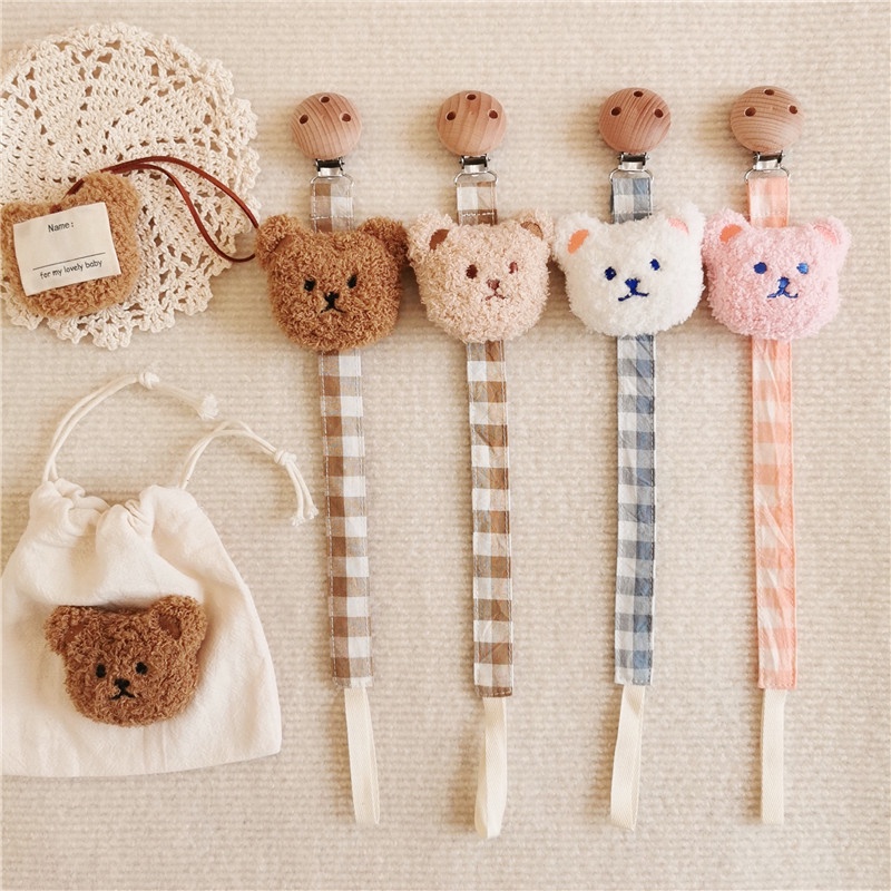 Korea korea bear head baby pacifier clip anti-drop rope baby pacifier chain