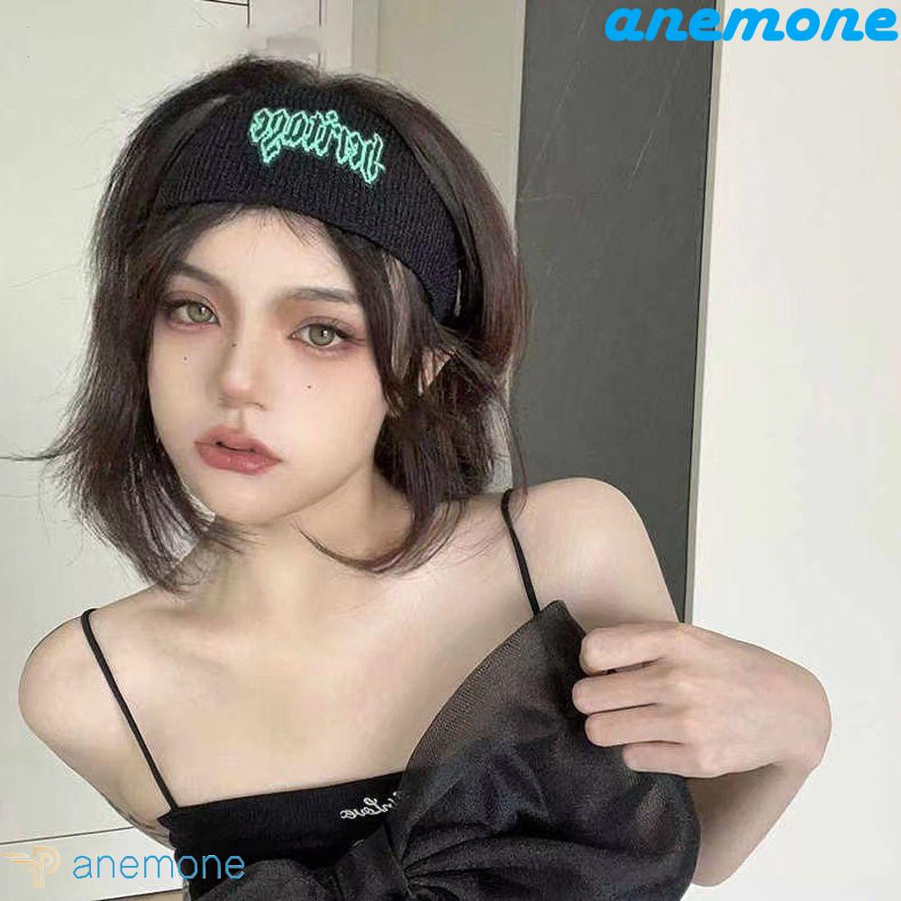 ANEMONE Băng Đô Dệt Kim Thấm Hút Mồ Hôi Màu Sắc Trơn Phong Cách Hàn Quốc