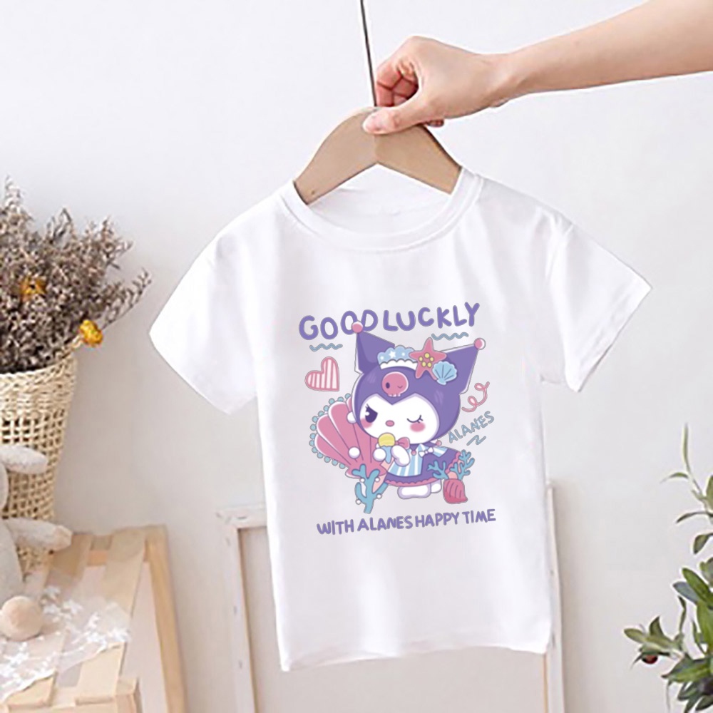 Dễ Thương Áo Thun Tay Ngắn In Hình kuromi Đáng Yêu Dành Cho Bé Gái