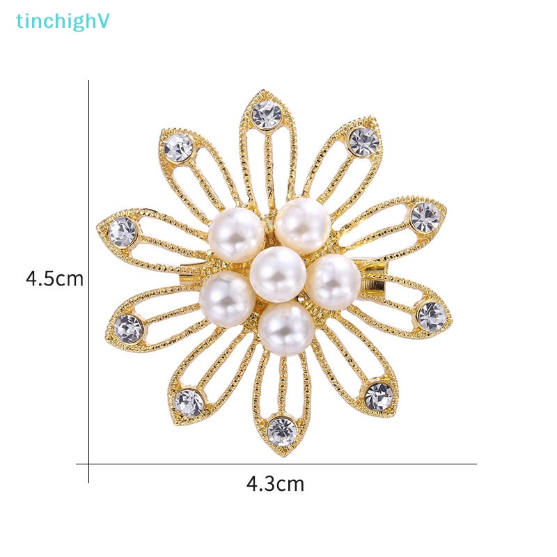 [TinchighV] Trâm Cài Áo Hình Hoa Đính Kim Cương Giả Và Ngọc Trai Giả 10 Cánh Làm Quà Tặng Cho Nữ [Mới]