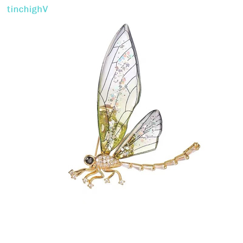 [TinchighV] Trâm Cài Áo Hình Chuồn Chuồn Đính Đá Phong Cách Vintage Thanh Lịch