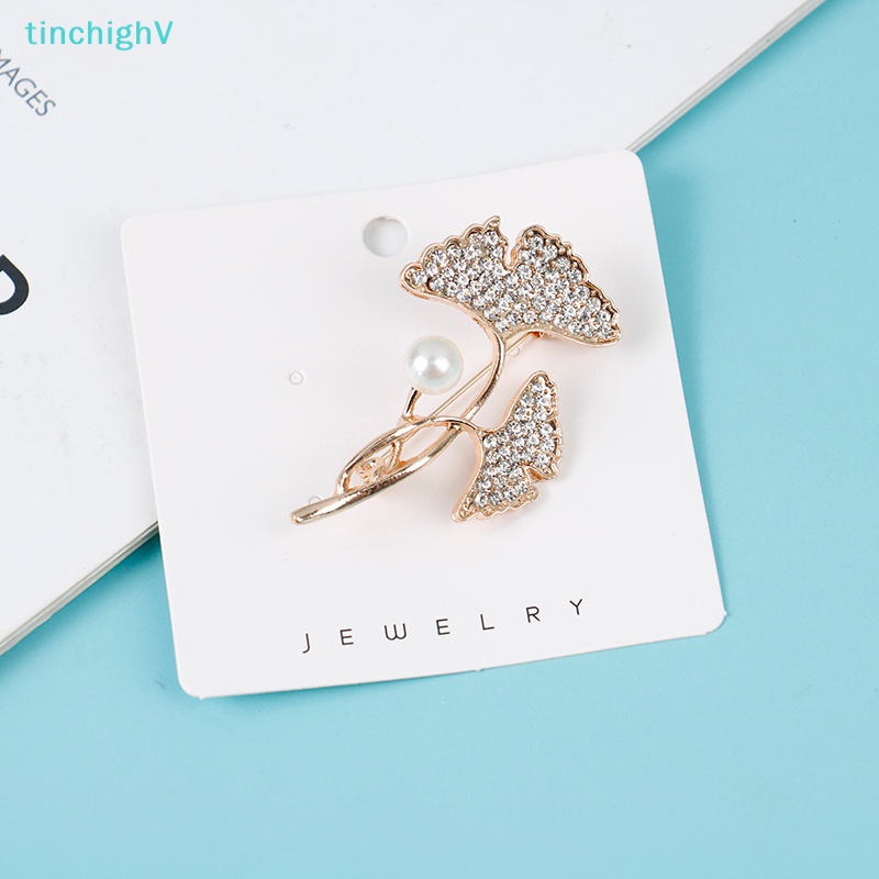 [TinchighV] Ghim Cài Áo Hình Lá Đính Kim Cương Giả &amp; Ngọc Trai Cho Nữ