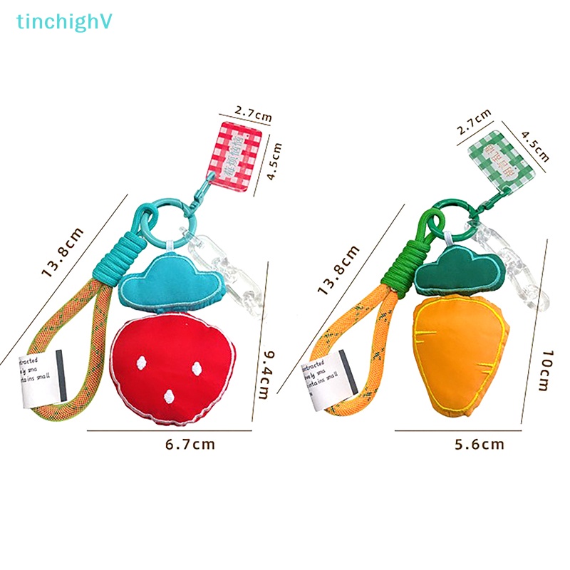 [TinchighV] Dây Móc Chìa Khóa / Túi Xách Bằng Vải Mềm Hình Trái Dâu / Cà Rốt Dễ Thương [Mới]