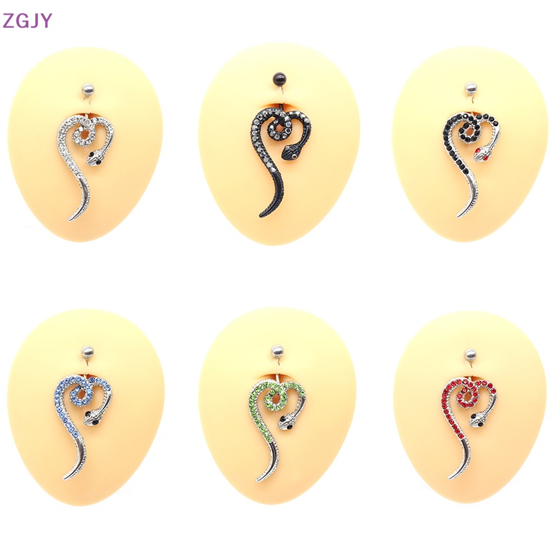 Khuyên Rốn Hình Rắn Đính Đá Zircon Bằng Thép Không Gỉ Thời Trang Cho Nữ Mới