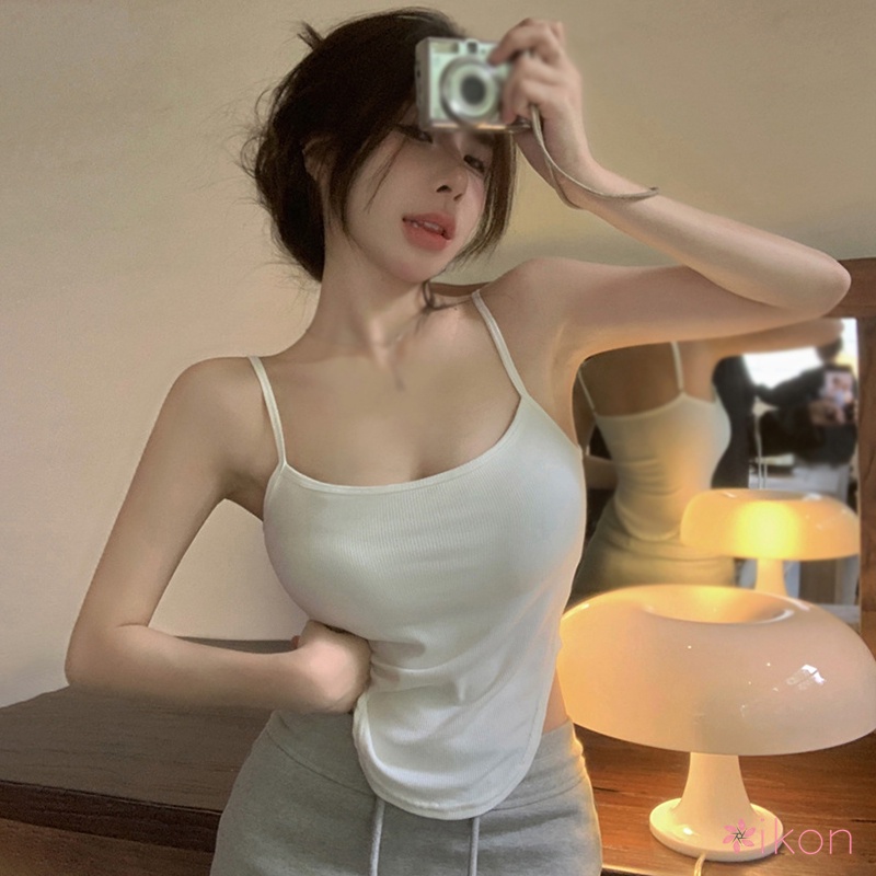 Áo Hai Dây Có Mút Đệm Ngực Màu Sắc Đơn Giản Dành Cho Nữ